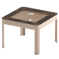 Enigma Glossy Cipria and Canaletto Wood Multigame Table