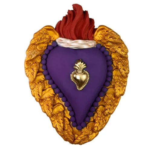 Enjoy the Purple Purple and Gold Ceramic Heart