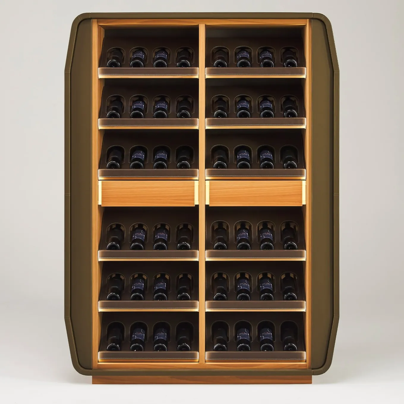 Eno Dark-Brown Leather Display Cabinet