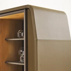 Eno Dark-Brown Leather Display Cabinet