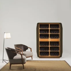 Eno Dark-Brown Leather Display Cabinet