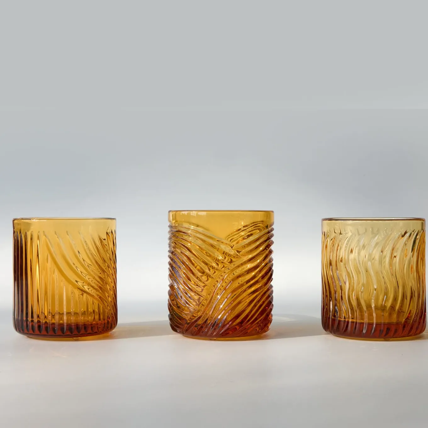 Eolia Set of 3 Amber Crystal Glasses