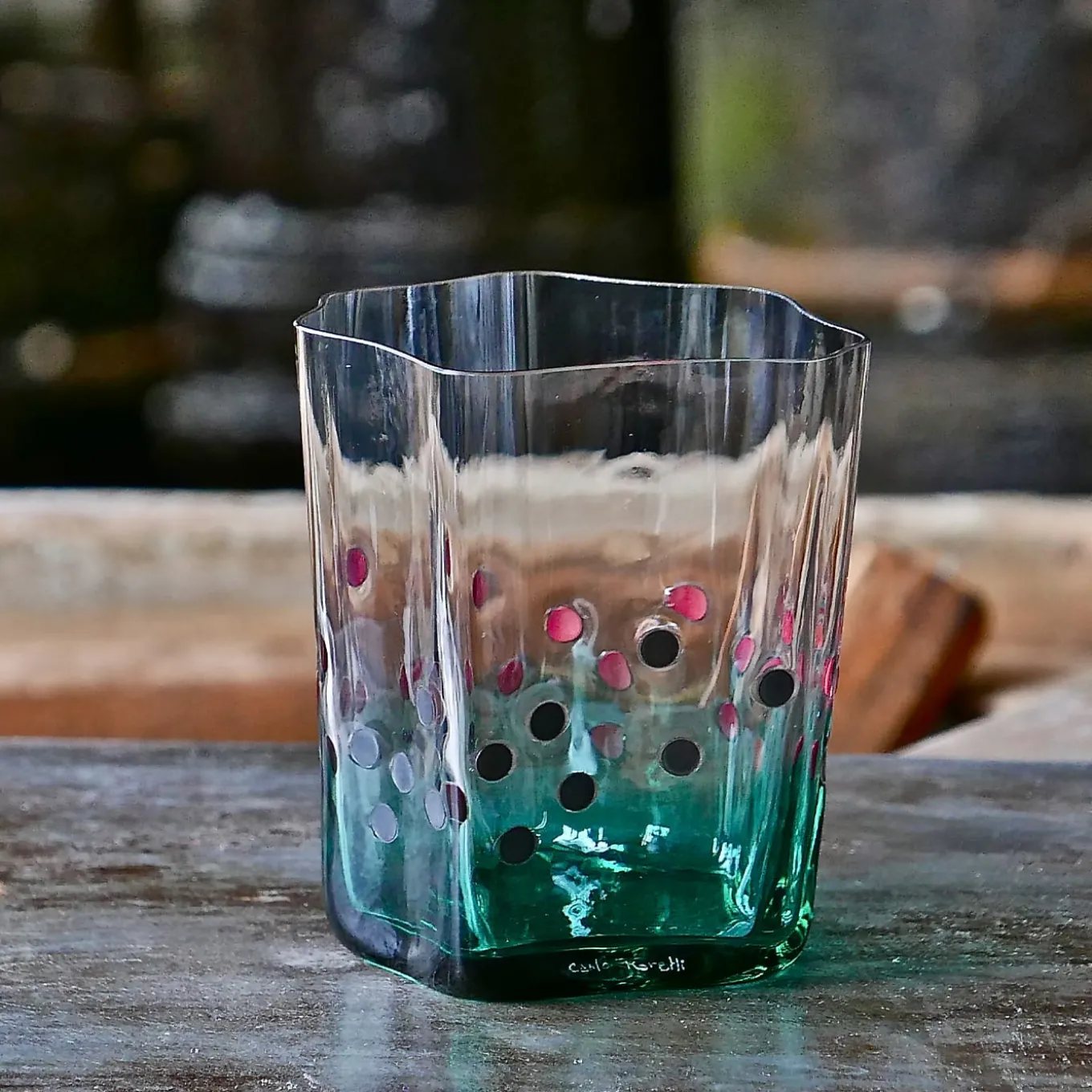 EPTA Set of 2 Green Glasses by Diego Chilò