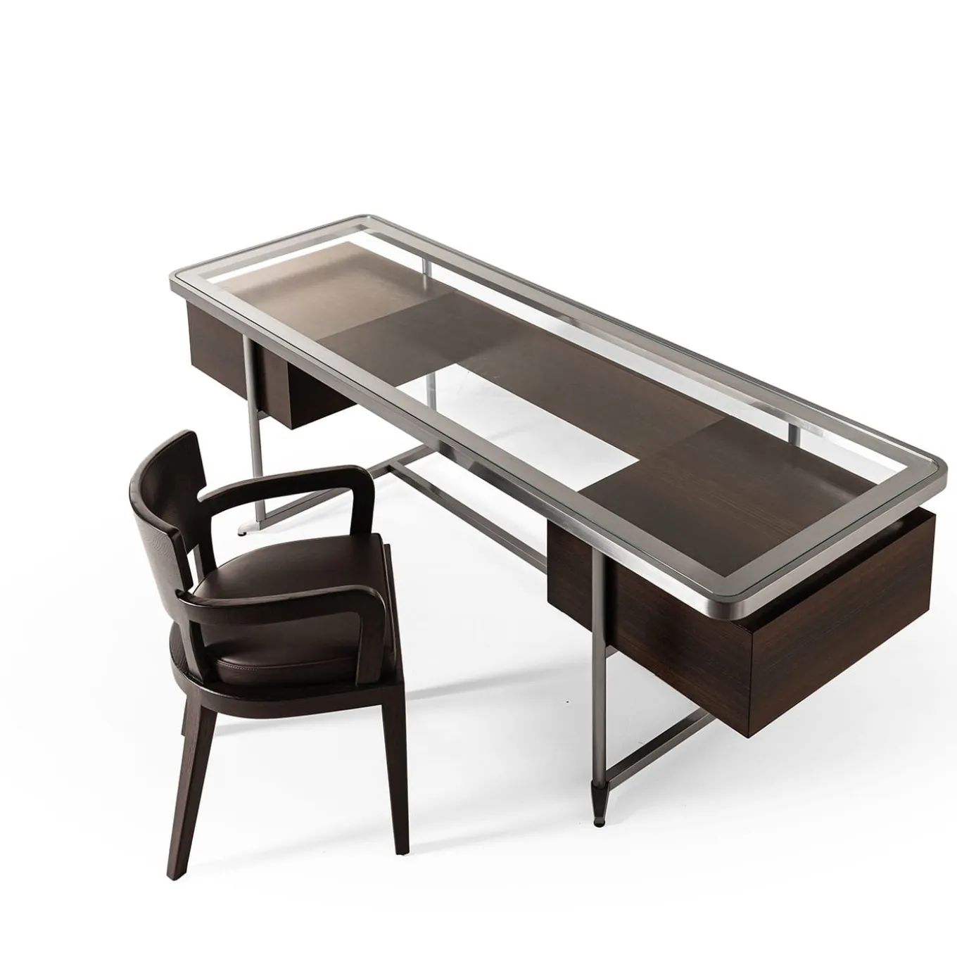 Equilibria Brown Wood with Glass Top Desk by Storagemilano