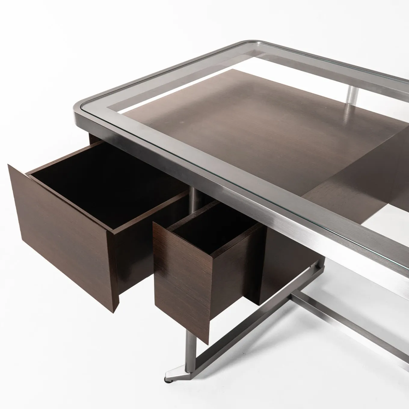 Equilibria Brown Wood with Glass Top Desk by Storagemilano