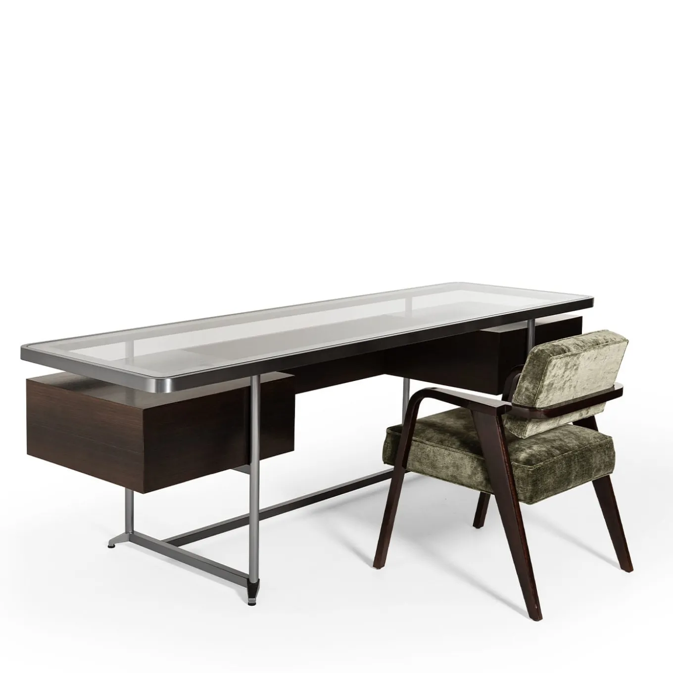 Equilibria Brown Wood with Glass Top Desk by Storagemilano