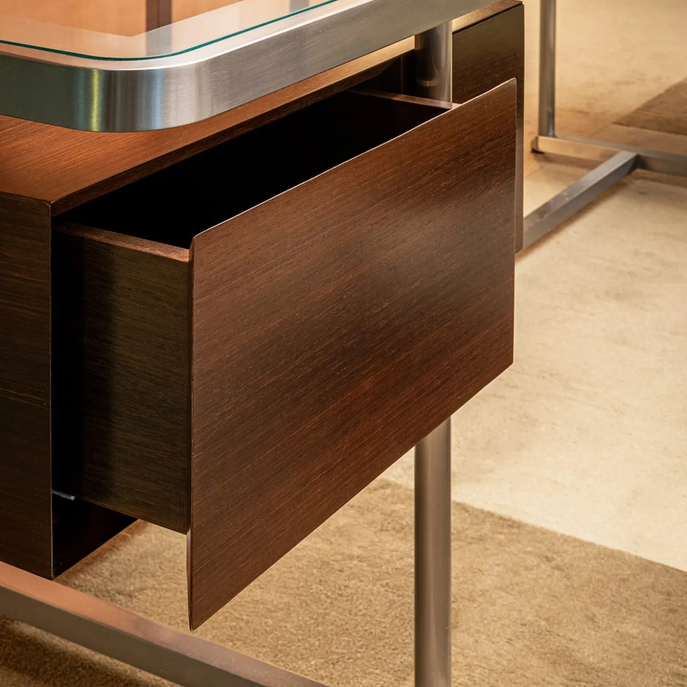 Equilibria Brown Wood with Glass Top Desk by Storagemilano