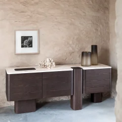 Erice D Wood and Marble Sideboard
