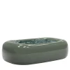 Erwin Large Oval Velvet green glossy wood & Verde alpi marble coffee Table by Artefatto Design Studio