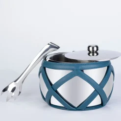 Escher Amalfi Blue Ice Bucket with Ice Tongs