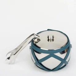 Escher Amalfi Blue Ice Bucket with Ice Tongs
