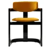 Essa Yellow Velvet And Glossy Black Wood With Horn Inlays Chair