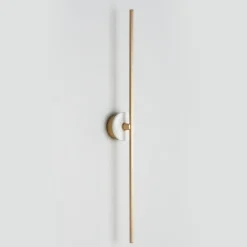 Essential Grand Stick Wall Sconce in Satin Brass and Alabaster