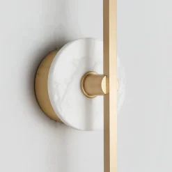Essential Grand Stick Wall Sconce in Satin Brass and Alabaster