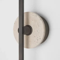 Essential Grand Stick Wall Sconce in Bronze and Travertine