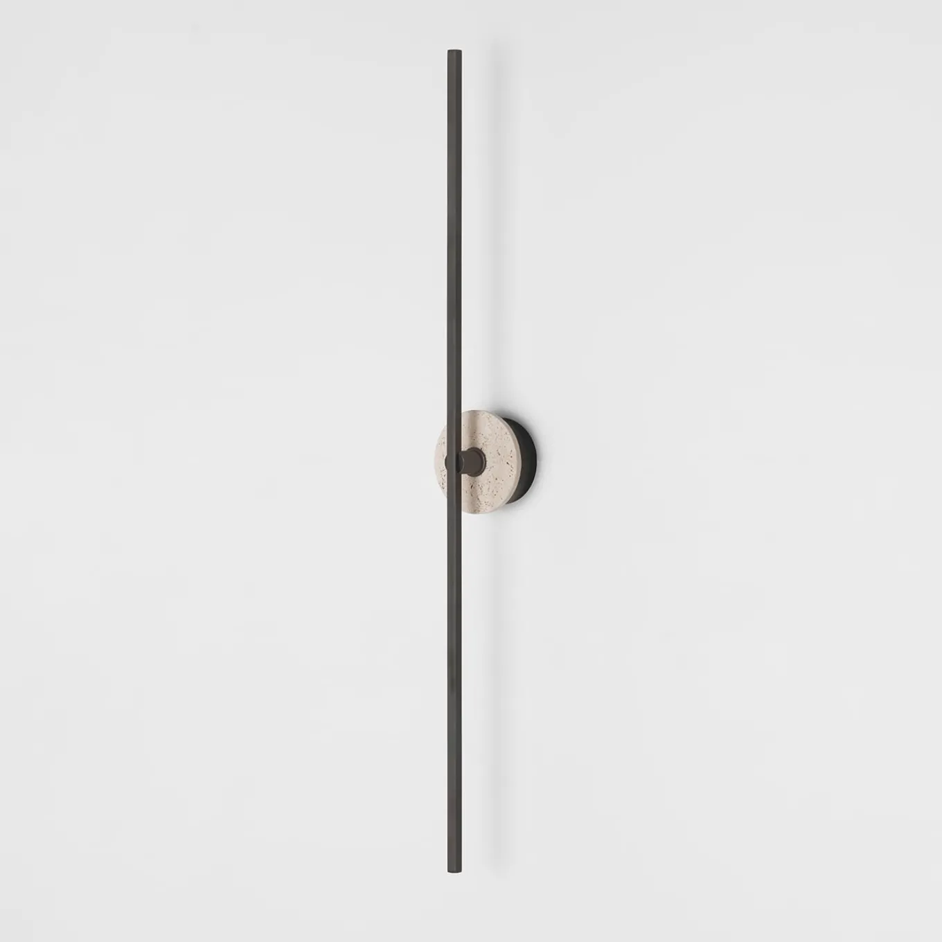 Essential Grand Stick Wall Sconce in Bronze and Travertine