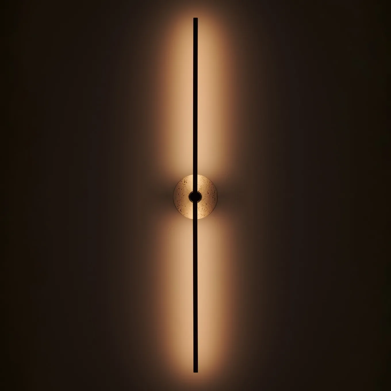 Essential Grand Stick Wall Sconce in Bronze and Travertine