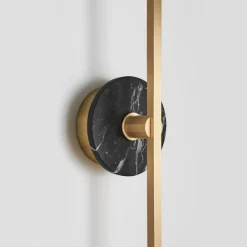 Essential Stick Wall Sconce in Satin Brass and Black Marquinha Marble