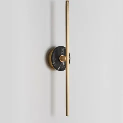 Essential Stick Wall Sconce in Satin Brass and Black Marquinha Marble