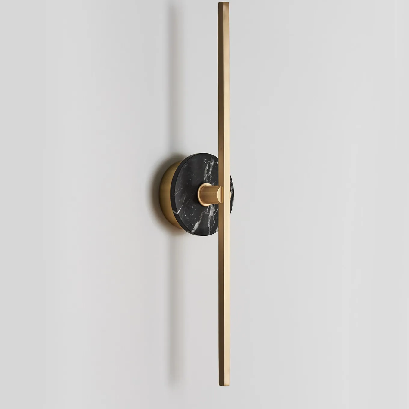 Essential Stick Wall Sconce in Satin Brass and Black Marquinha Marble