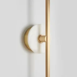 Essential Stick Wall Sconce in Satin Brass and White Marble