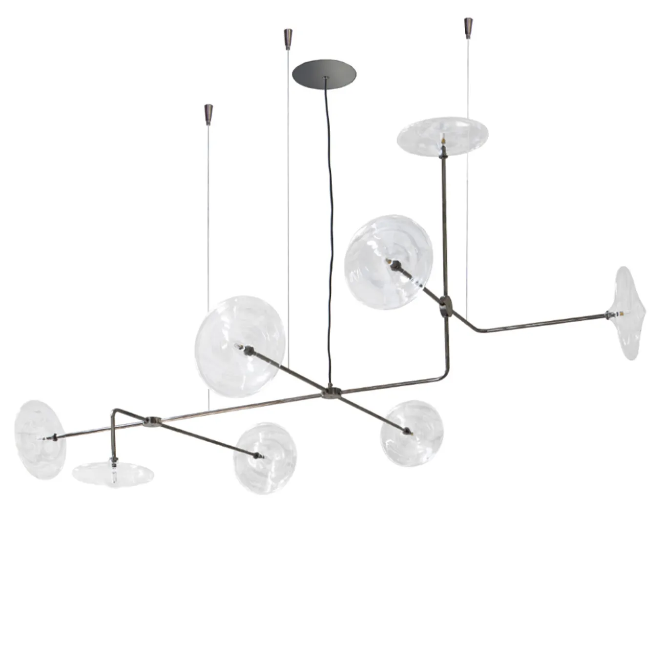 Essenza Modern Black Metal 8 Light Glass Chandelier