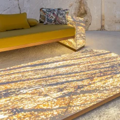 Eternal Hexagon Backlit Travertine Marble Low Table by Bebo & Angel