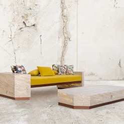 Eternal Hexagon Backlit Travertine Marble Low Table by Bebo & Angel