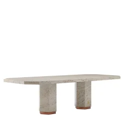 Eternal Hexagon Backlit Travertine Marble Dining Table by Bebo & Angel