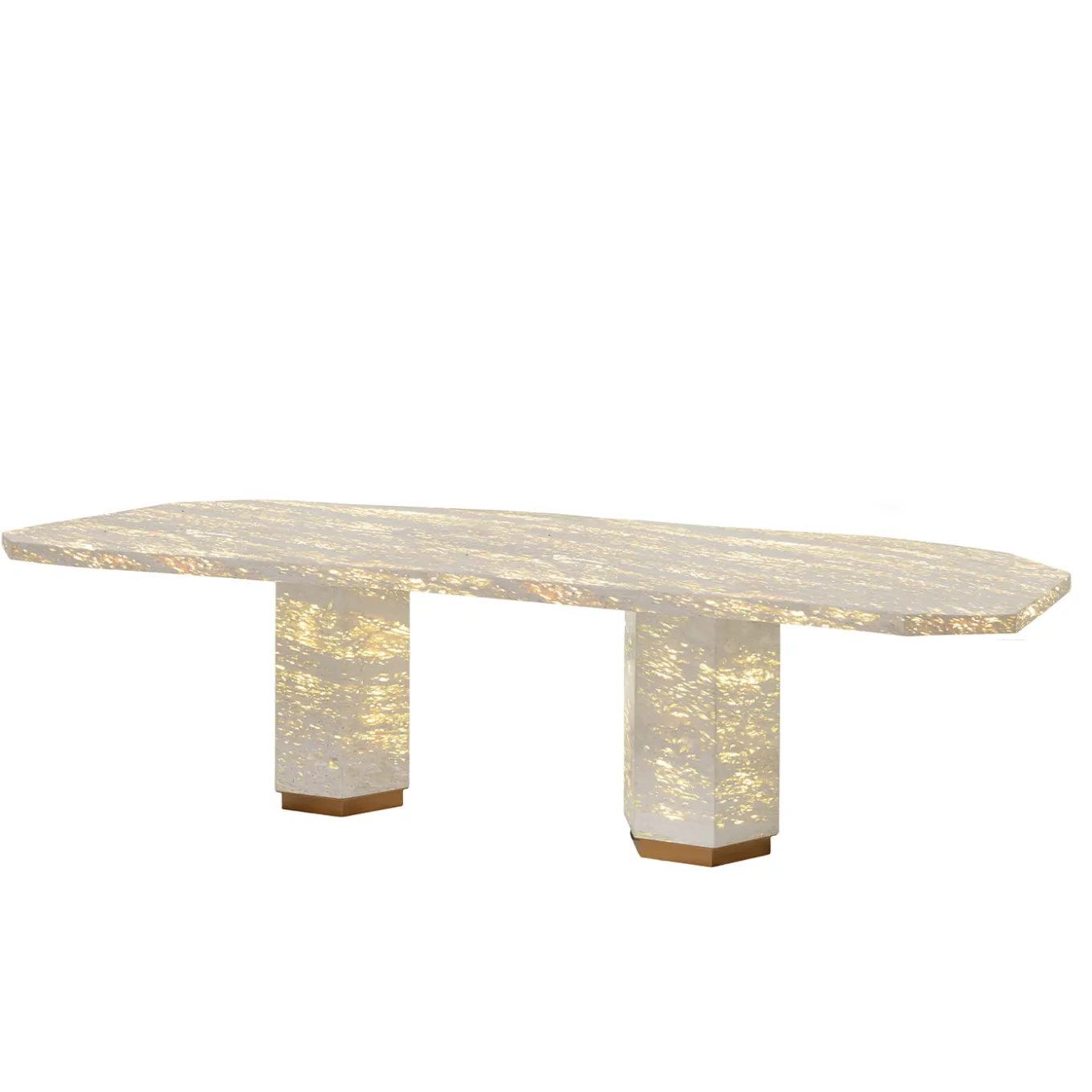 Eternal Hexagon Backlit Travertine Marble Dining Table by Bebo & Angel