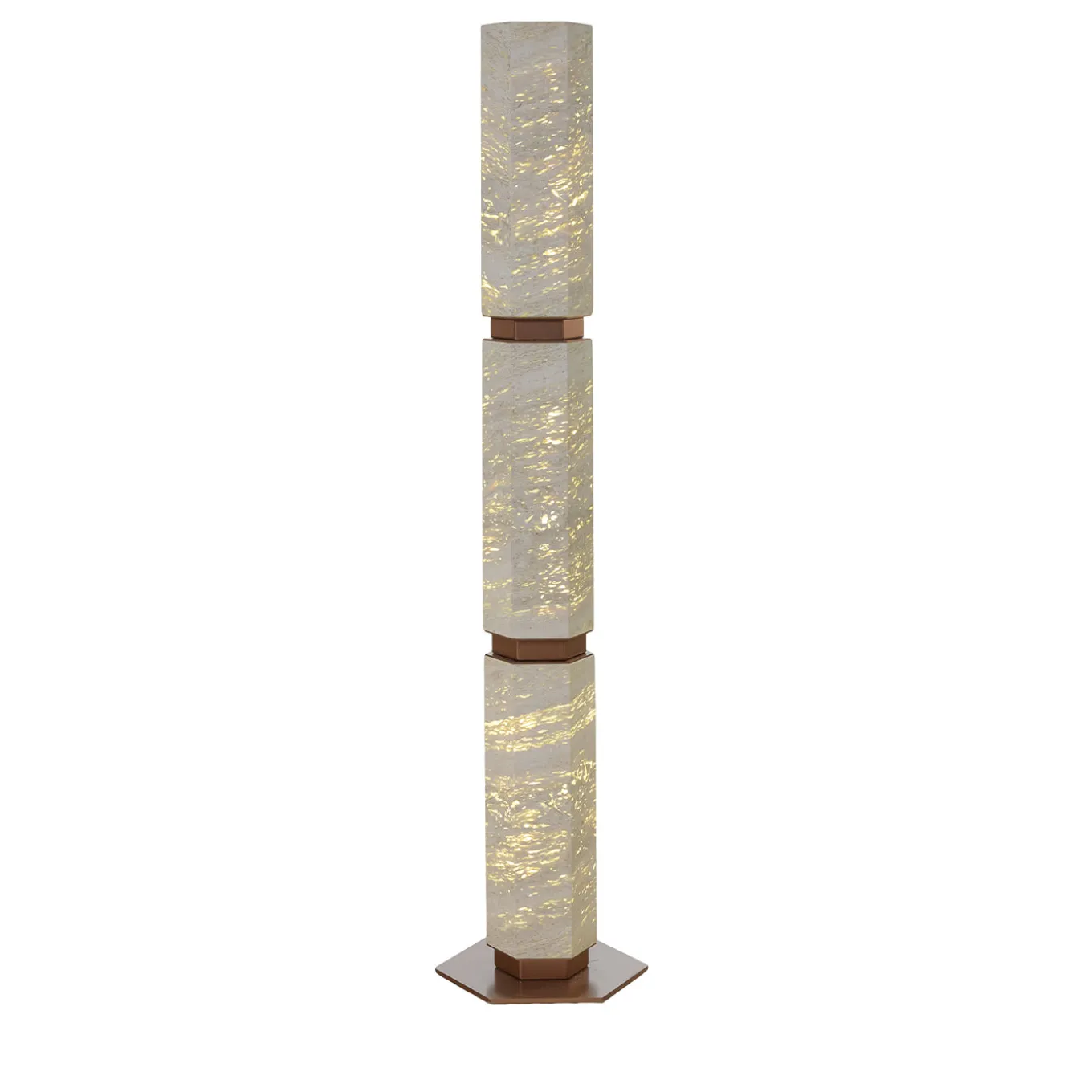 Eternal Hexagon Backlit Travertine Marble Floor Lamp by Bebo & Angel
