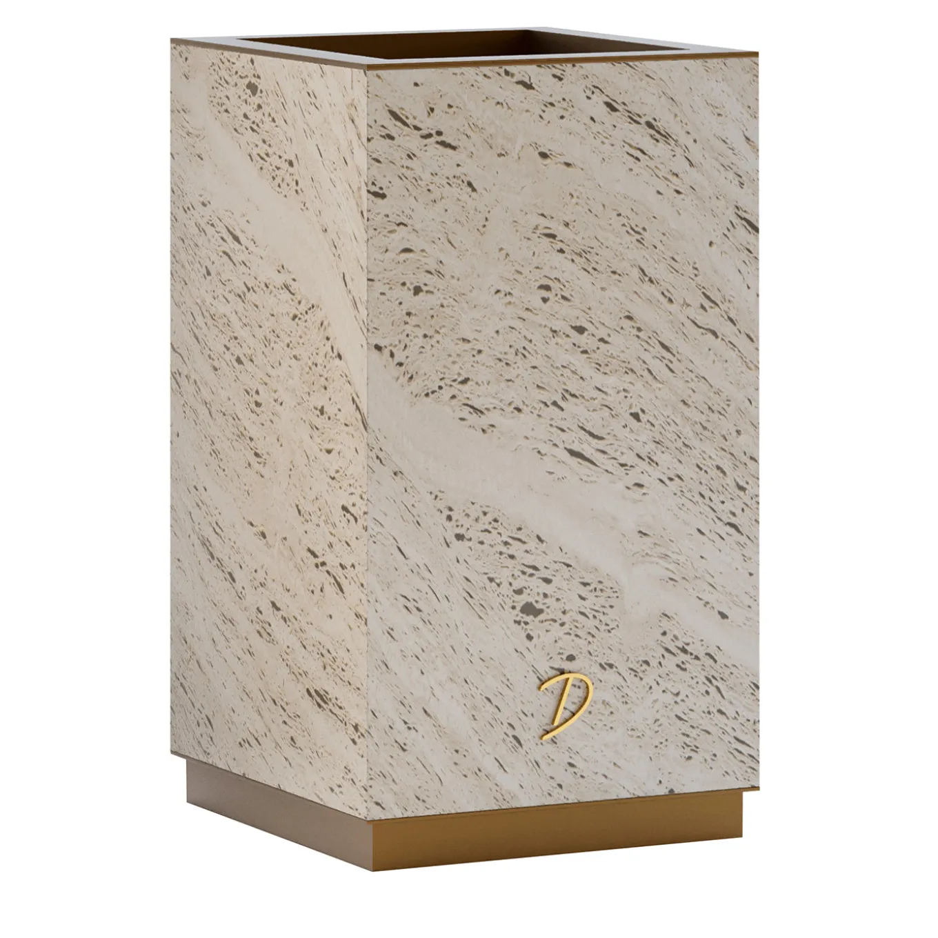 Eternal Small Square Backlit Travertine Marble Vase Holder by Bebo & Angel