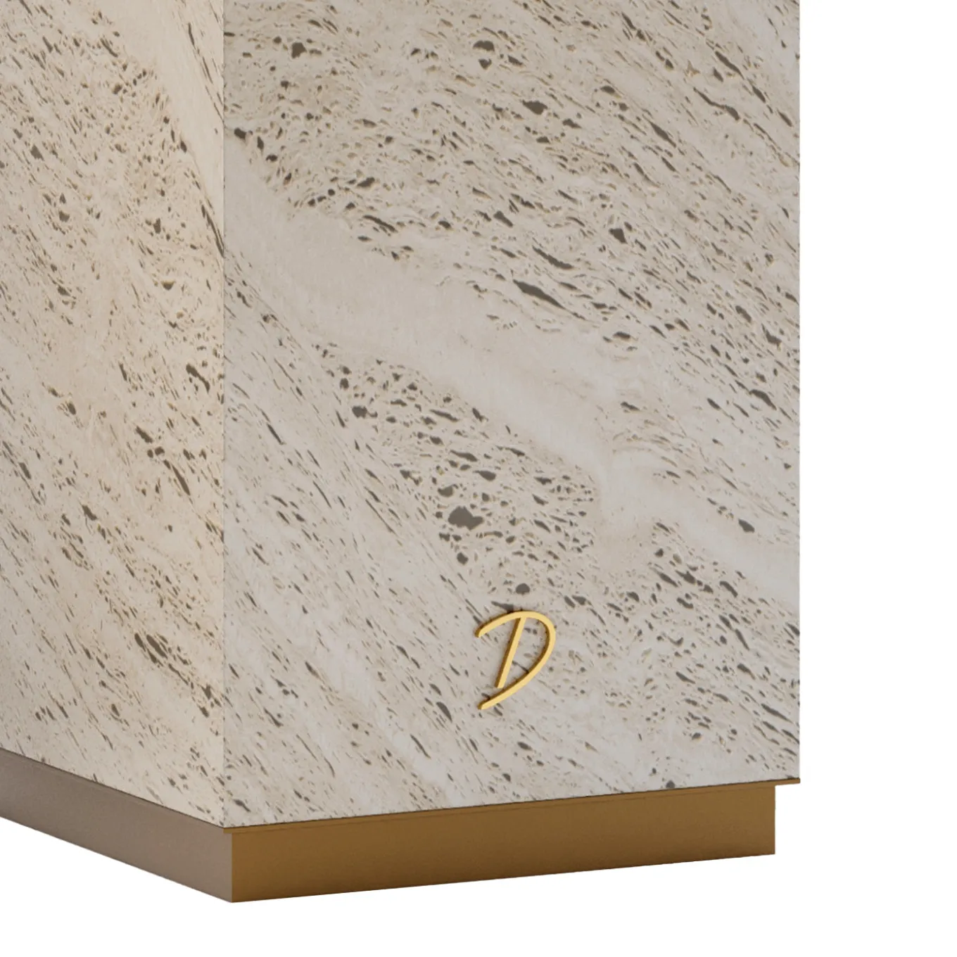 Eternal Small Square Backlit Travertine Marble Vase Holder by Bebo & Angel