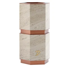 Eternal Small Segmented Backlit Travertine Marble Vase Holder by Bebo & Angel