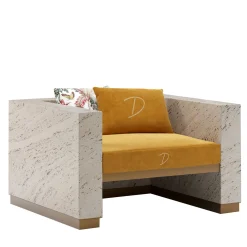 Eternal Square Backlit Travertine Marble Armchair by Bebo & Angel