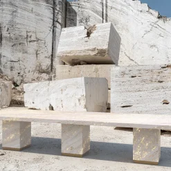 Eternal Square Backlit Travertine Marble Dining Table by Bebo & Angel