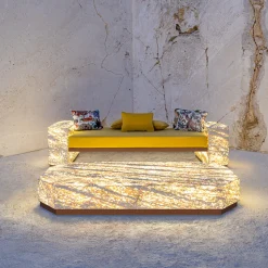 Eternal Square Backlit Travertine Marble Daybed by Bebo & Angel