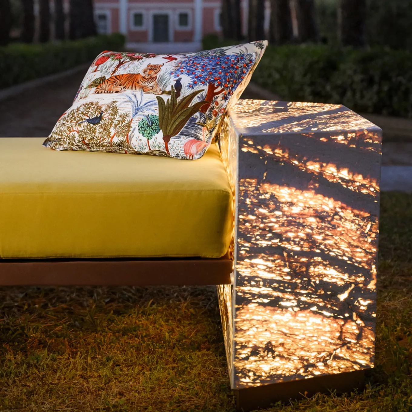 Eternal Square Backlit Travertine Marble Daybed by Bebo & Angel