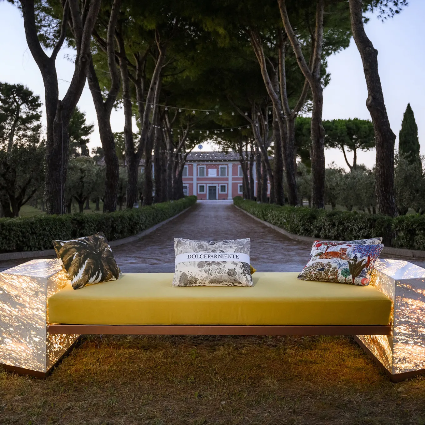 Eternal Square Backlit Travertine Marble Daybed by Bebo & Angel