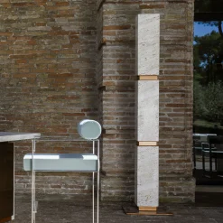 Eternal Square Backlit Travertine Marble Floor Lamp by Bebo & Angel