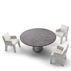 Etna Round Porphyry Outdoor Dining Table by Massimo Castagna