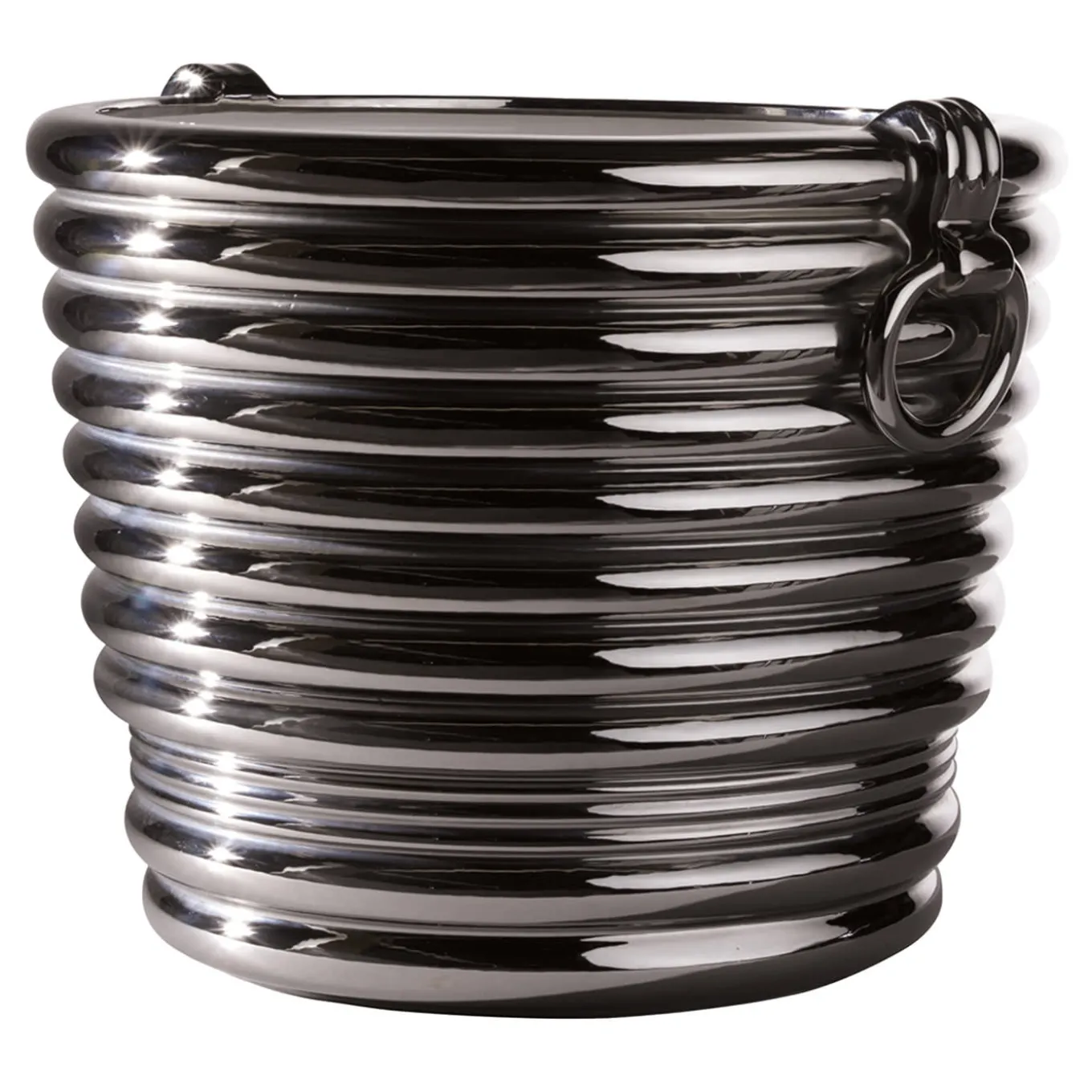 Eton Silvery Ceramic Cachepot by Marioni LAB