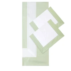 Eucalipto Green and White Cotton Satin Bedding Set