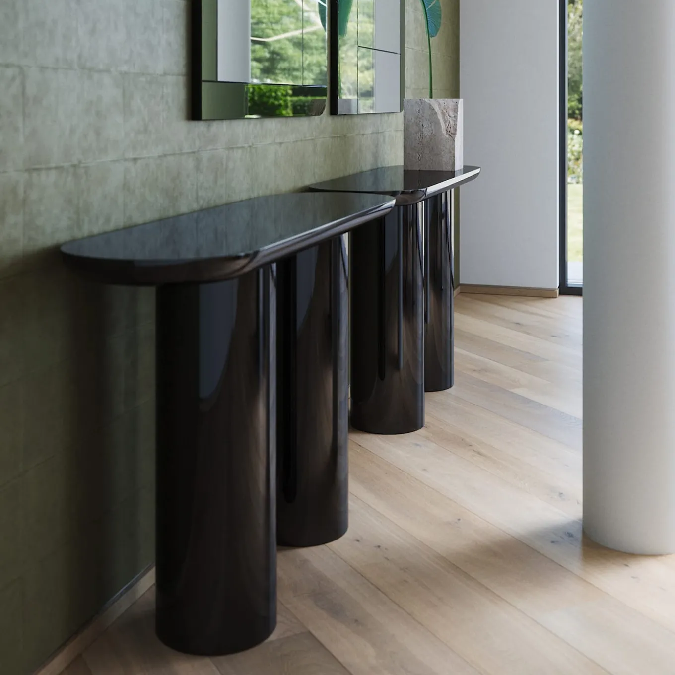 Eva Black Brown Glossy Console