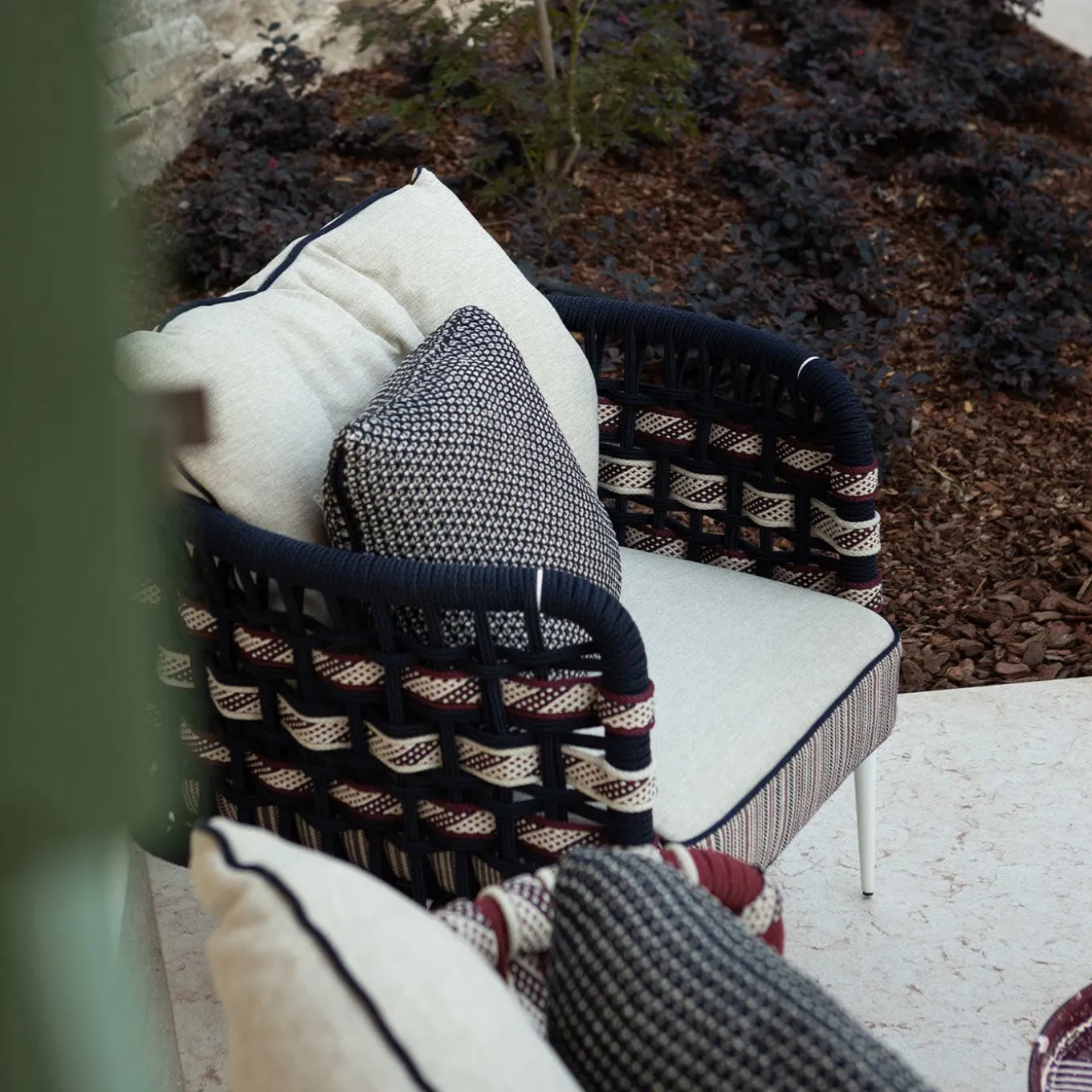 Eva Horizontal Ropes Outdoor Armchair by Antonio Marras