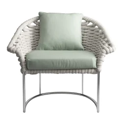 Eva Silver Steel and Rope Outdoor Armchair