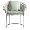 Eva Small Silver Steel and Rope Outdoor Armchair