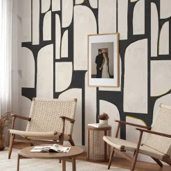 Extra Large Black and White Abstract Wallpaper