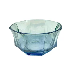 Faceted Blue-To-Green Crystal Dessert Bowl