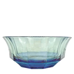 Faceted Blue-To-Green Crystal Salad Bowl